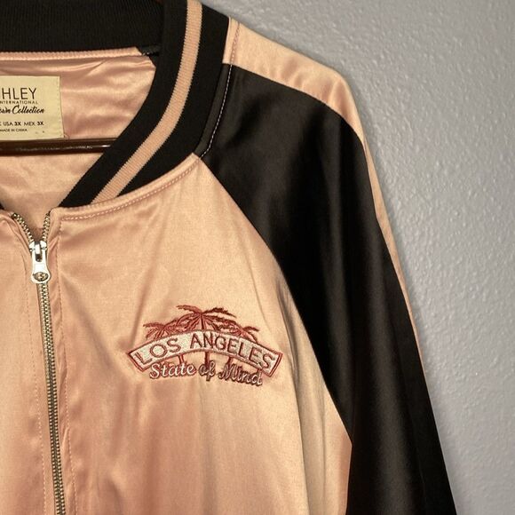 Ashley By 26 International Los Angeles State of Mind Pink & Black Bomber Size 3X - Picture 4 of 10